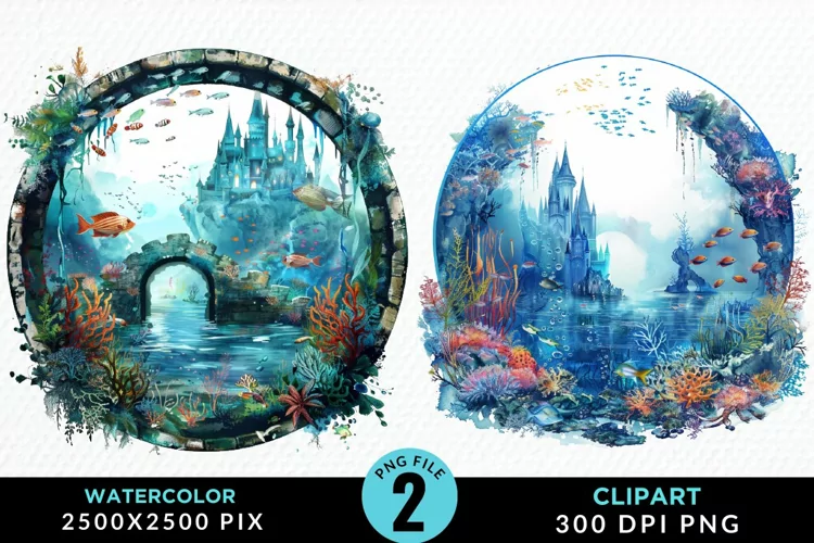 Watercolor Atlantis Sea Witch Clipart