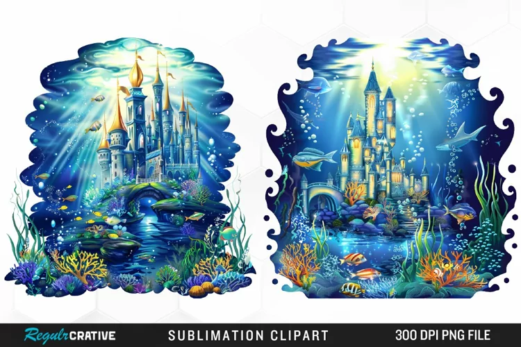 Watercolor Atlantis Sea Witch Fun Clipart