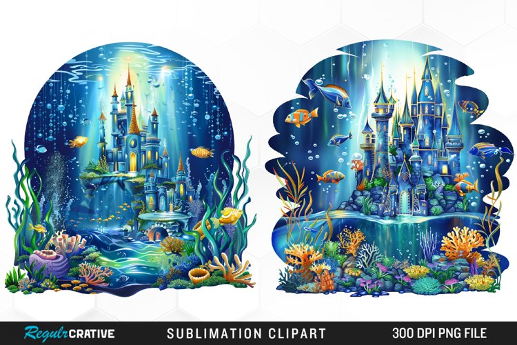 Watercolor Atlantis Sea Witch Set Clipart example image 1