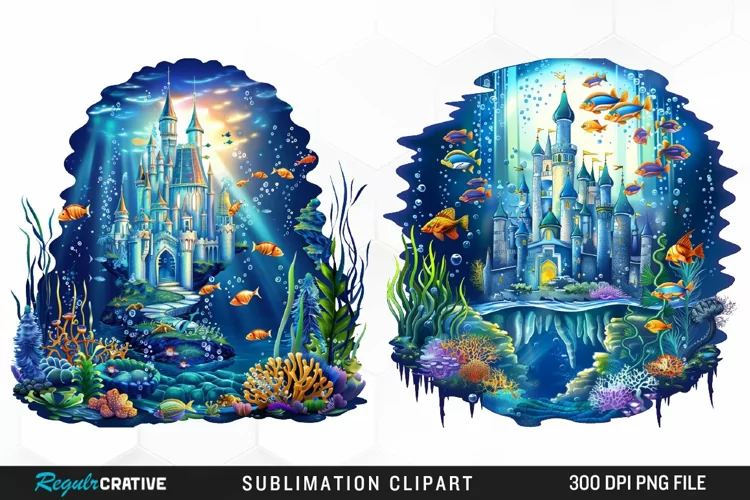 Watercolor Atlantis Sea Witch Fun Clipart