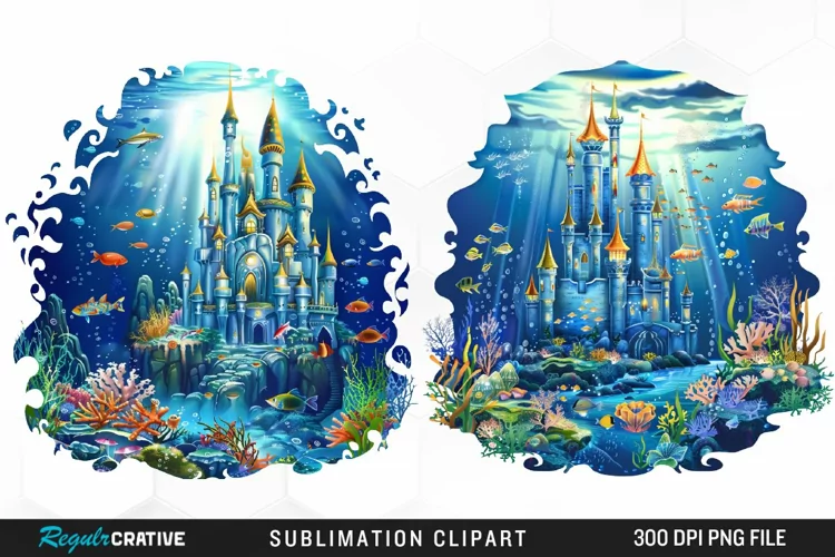 Watercolor Atlantis Sea Witch Fun Clipart