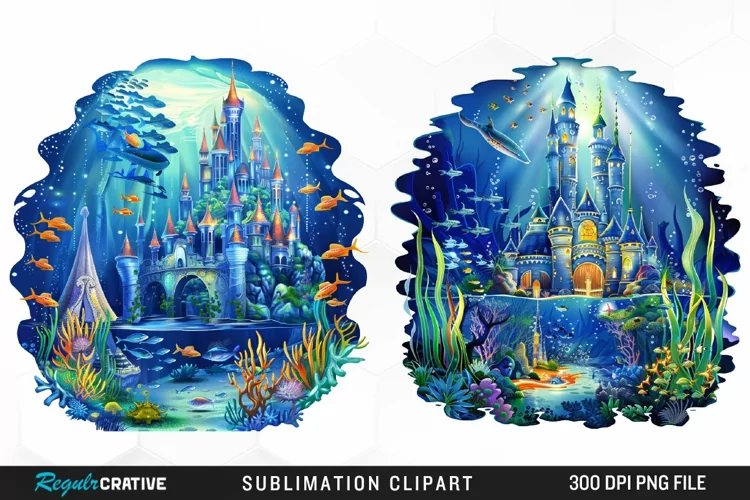 Watercolor Atlantis Sea Witch Fun Clipart