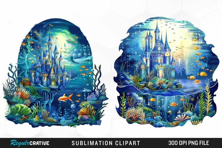 Watercolor Atlantis Sea Witch Fun Clipart