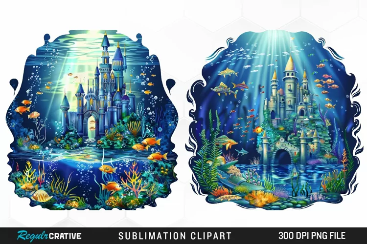 Watercolor Atlantis Sea Witch Fun Clipart