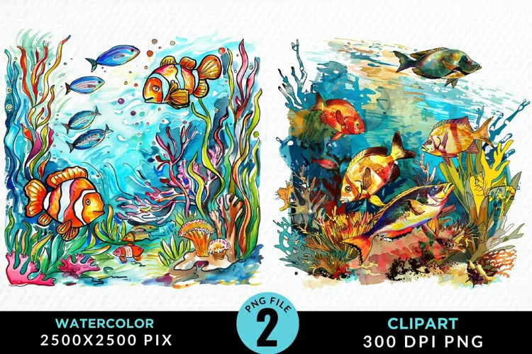 Watercolor Atlantis Sea Witch Clipart