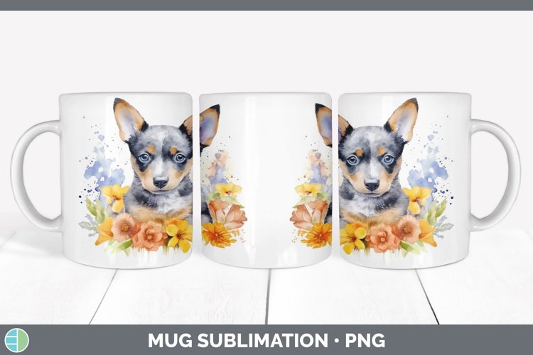 GorgeousWild Flowers Australian Cattle Dogs Mug Wrap design.