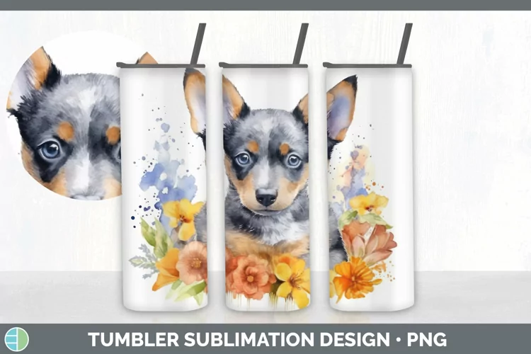 Watercolor Australian Cattle Dog Tumbler | Sublimation 20 oz