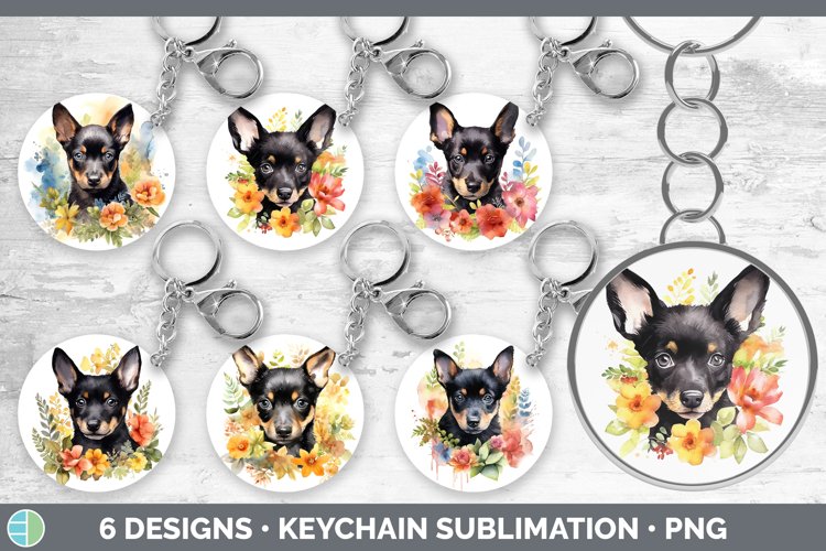 Bundle of six Wild Flowers Australian Kelpies Keychain designs.