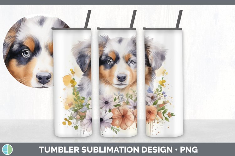 Watercolor Australian Shepherd Dog Tumbler | Sublimation 20