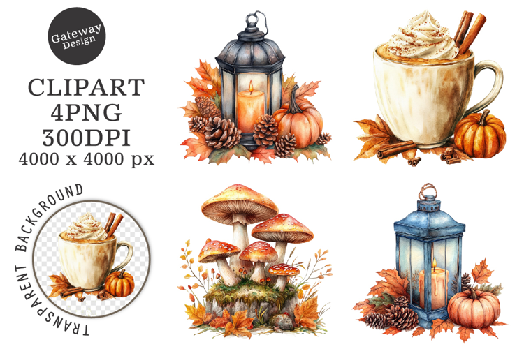 Watercolor Autumn Fall Vibes Clipart