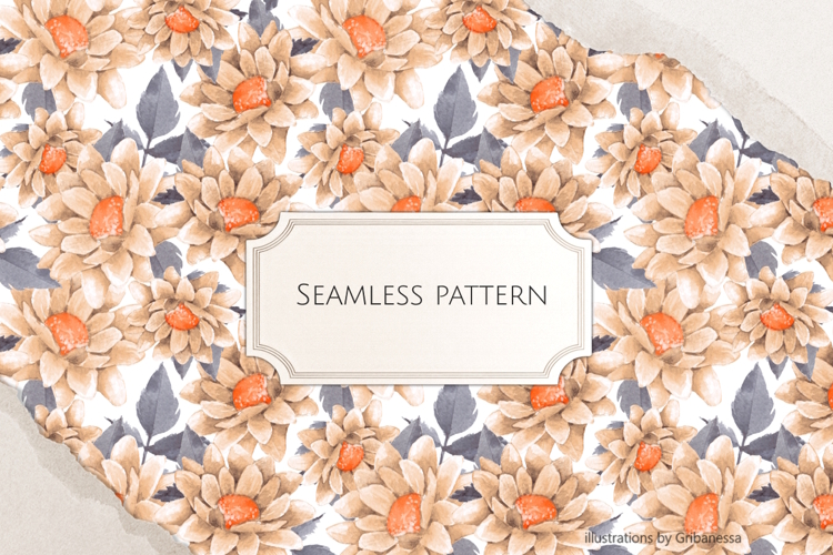 Watercolor Autumn Floral Seamless Pattern