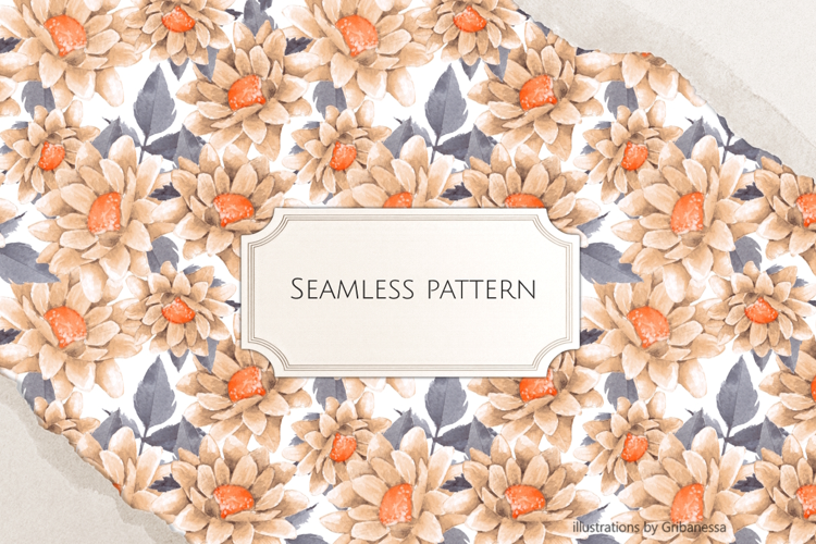 Watercolor Autumn Floral Seamless Pattern