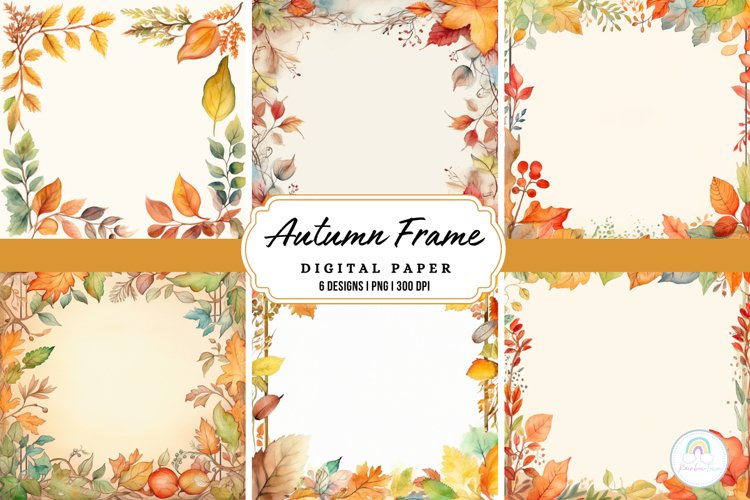 Watercolor Autumn Frame Digital Paper