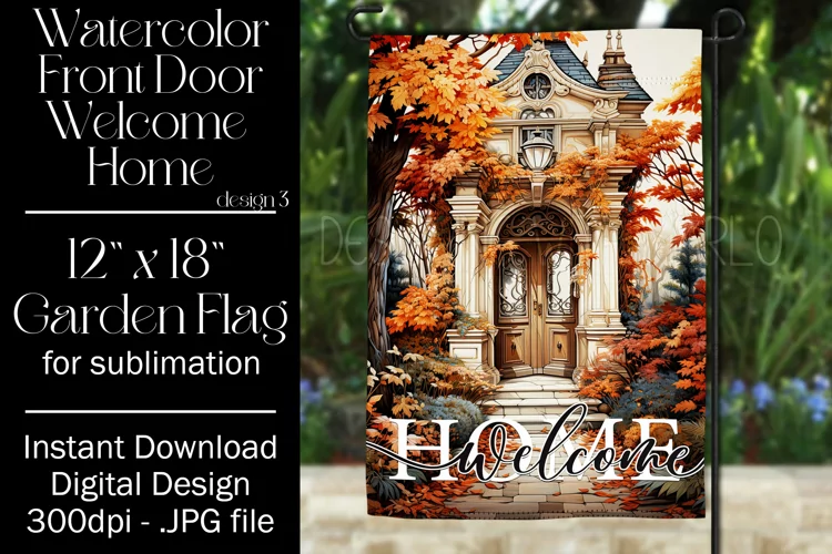 Autumn Front Door 12x18 Welcome Home Garden Flag Sublimation