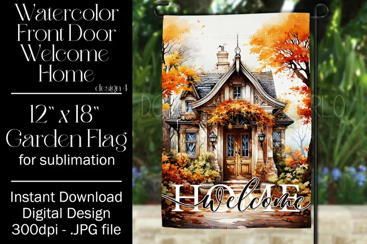 Autumn Front Door 12x18 Welcome Home Garden Flag Sublimation