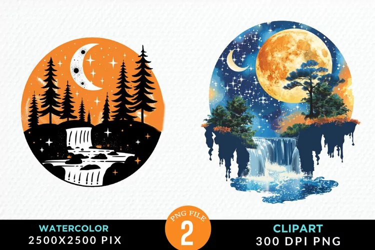 Watercolor Autumn Harvest Moons Clipart