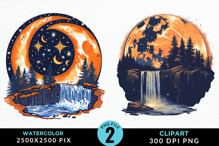 Watercolor Autumn Harvest Moons Clipart