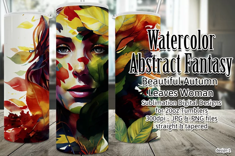 Unique Autumn Leaves Fantasy Woman Sublimation Tumbler Wrap