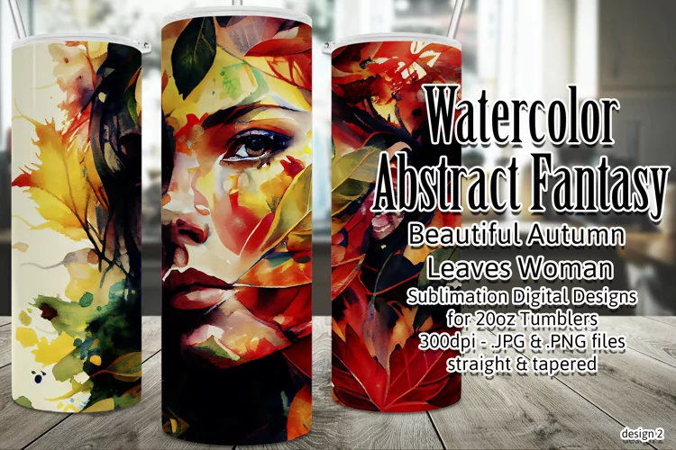 Unique Autumn Leaves Fantasy Woman Sublimation Tumbler Wrap
