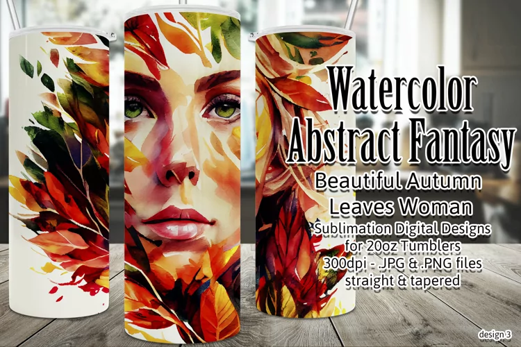 Unique Autumn Leaves Fantasy Woman Sublimation Tumbler Wrap