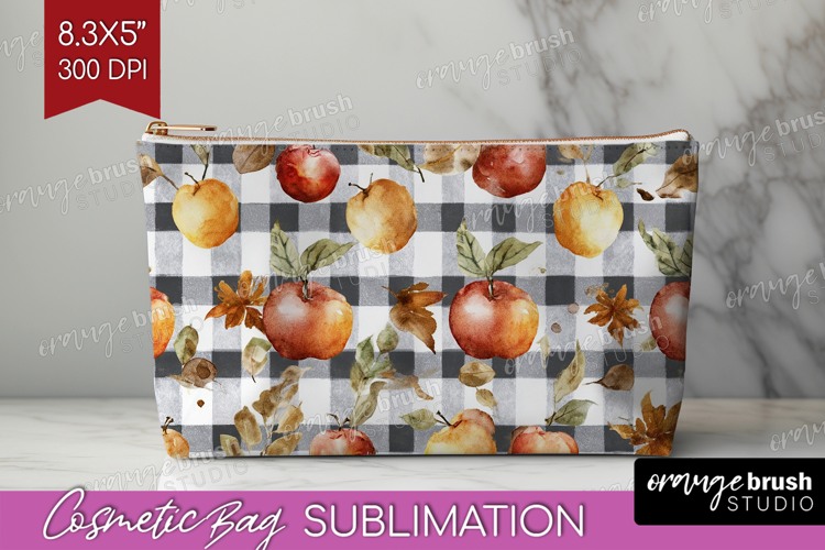 Cozy Autumn Cosmetic Bag - Harvest Season Makeup Bag PNG