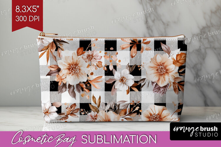 Cozy Autumn Cosmetic Bag - Harvest Season Makeup Bag PNG example image 1