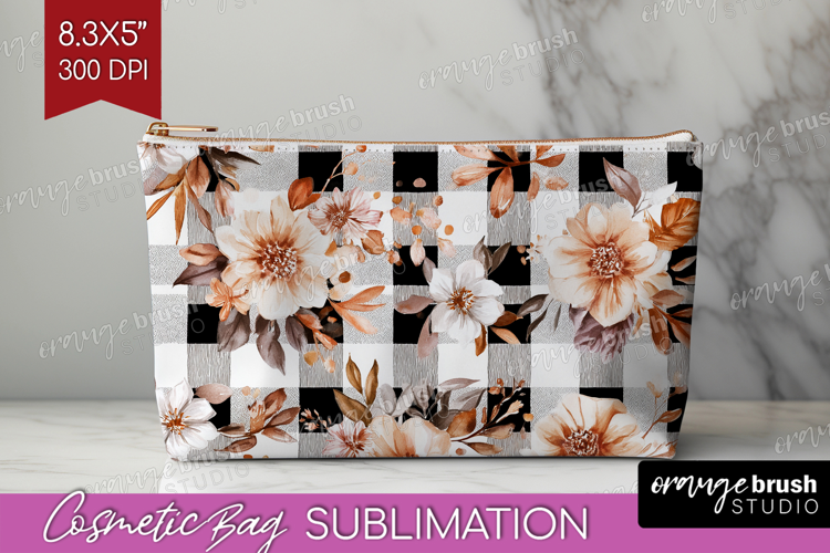 Cozy Autumn Cosmetic Bag - Harvest Season Makeup Bag PNG