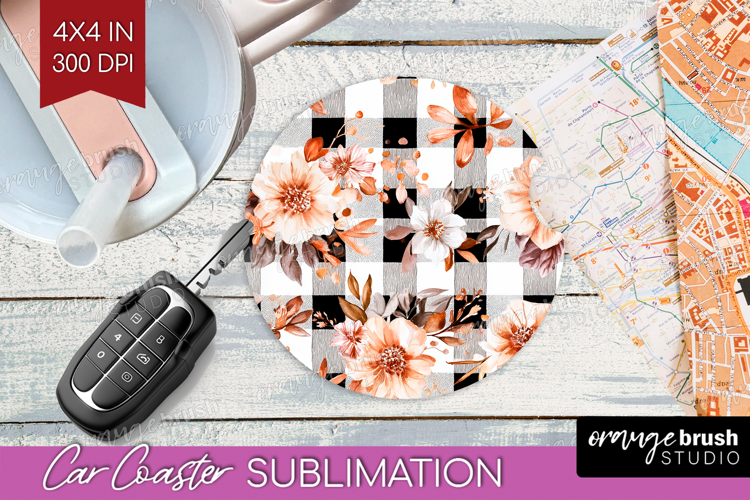 Cozy Autumn Car Coaster - Harvest Season Coaster PNG