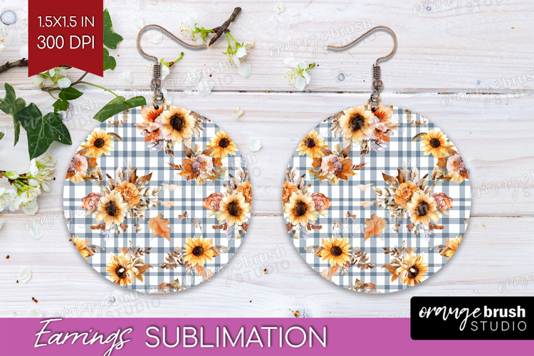 Cozy Autumn Round Earrings - Harvest Season PNG Sublimation