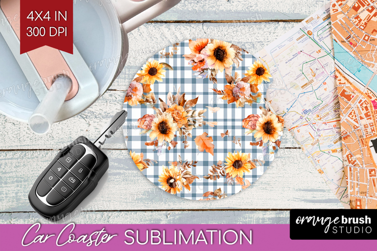 Cozy Autumn Car Coaster - Harvest Season Coaster PNG