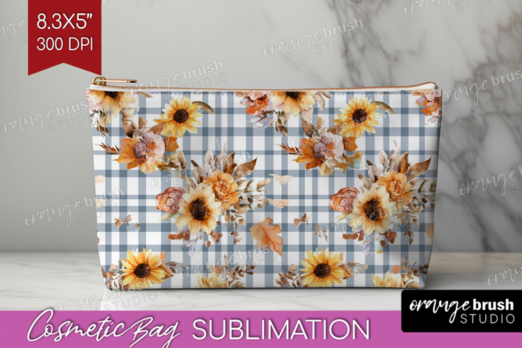 Cozy Autumn Cosmetic Bag - Harvest Season Makeup Bag PNG