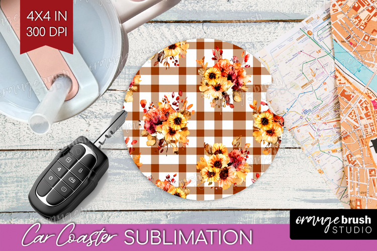 Cozy Autumn Car Coaster - Harvest Season Coaster PNG