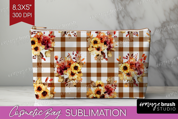 Cozy Autumn Cosmetic Bag - Harvest Season Makeup Bag PNG