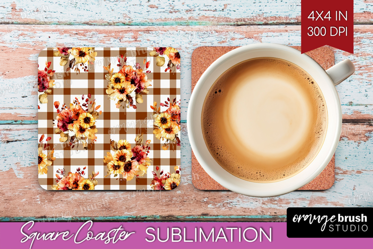 Cozy Autumn Square Coaster - Harvest Season Coaster PNG