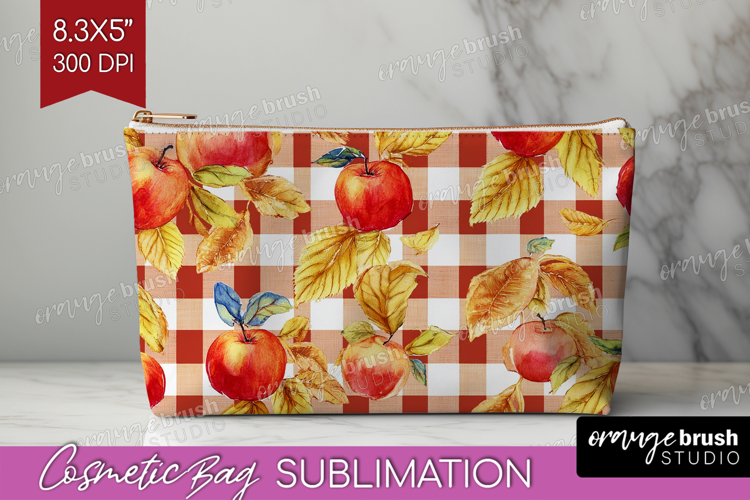 Cozy Autumn Cosmetic Bag - Harvest Season Makeup Bag PNG