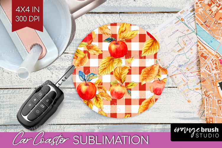 Cozy Autumn Car Coaster - Harvest Season Coaster PNG