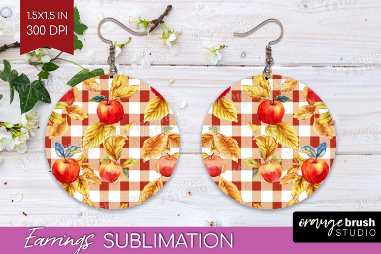 Cozy Autumn Round Earrings - Harvest Season PNG Sublimation