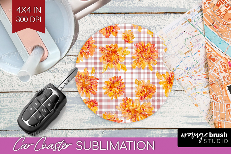 Cozy Autumn Car Coaster - Harvest Season Coaster PNG