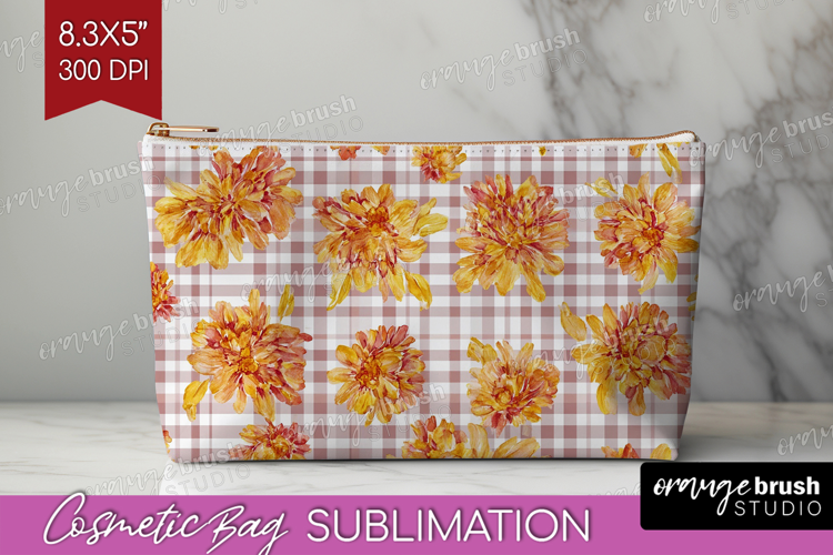 Cozy Autumn Cosmetic Bag - Harvest Season Makeup Bag PNG
