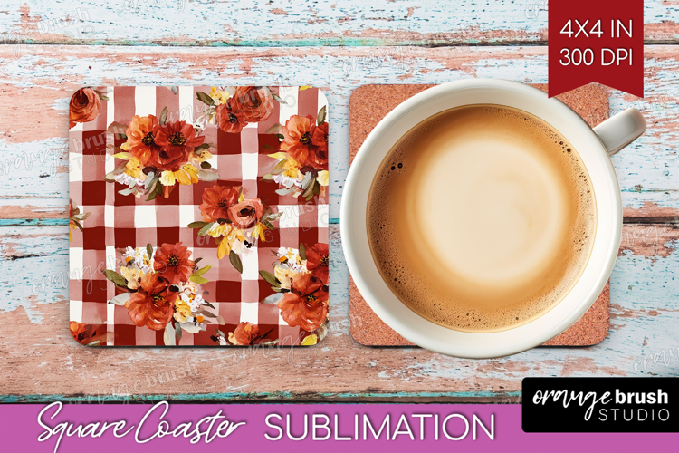 Cozy Autumn Square Coaster - Harvest Season Coaster PNG