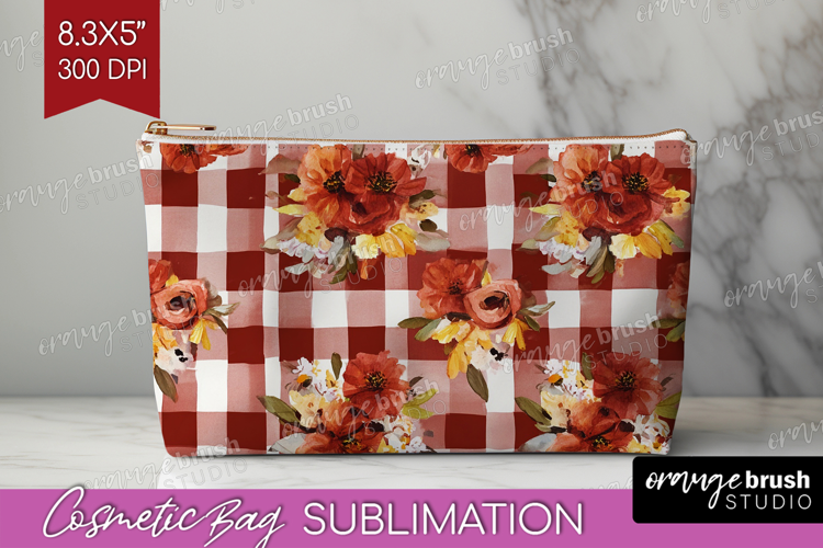 Cozy Autumn Cosmetic Bag - Harvest Season Makeup Bag PNG