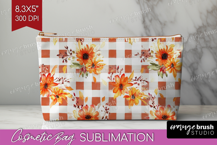 Cozy Autumn Cosmetic Bag - Harvest Season Makeup Bag PNG