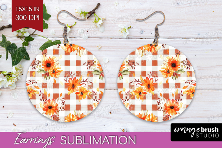 Cozy Autumn Round Earrings - Harvest Season PNG Sublimation