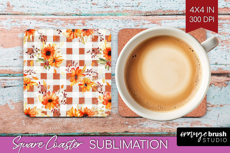 Cozy Autumn Square Coaster - Harvest Season Coaster PNG