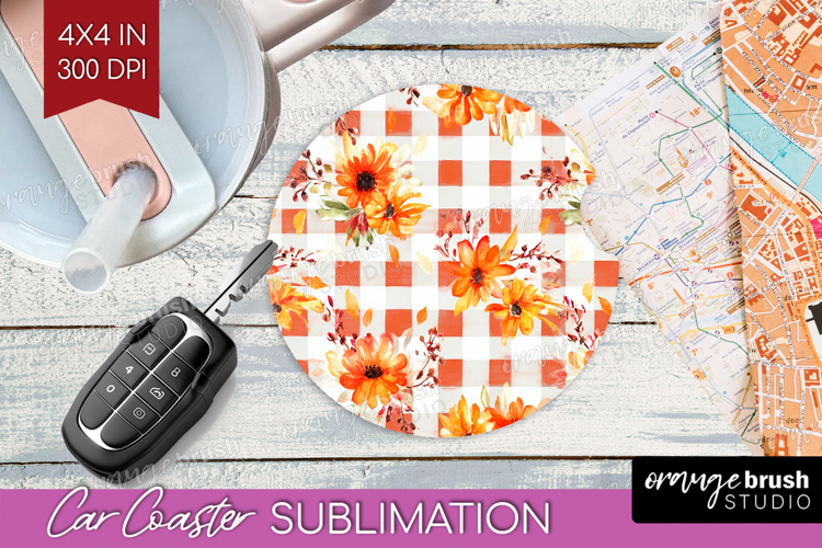 Cozy Autumn Car Coaster - Harvest Season Coaster PNG