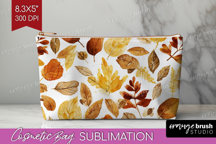 Cozy Autumn Cosmetic Bag - Harvest Season Makeup Bag PNG