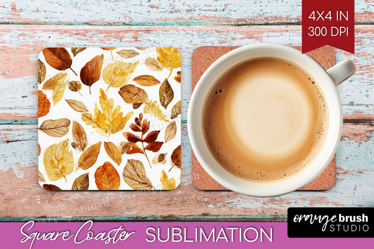 Cozy Autumn Square Coaster - Harvest Season Coaster PNG