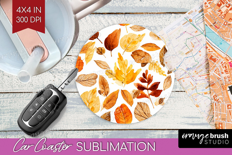 Cozy Autumn Car Coaster - Harvest Season Coaster PNG
