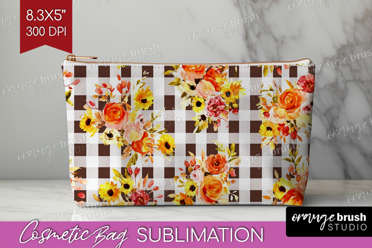 Cozy Autumn Cosmetic Bag - Harvest Season Makeup Bag PNG