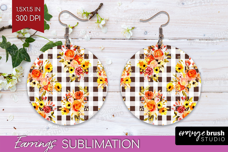 Cozy Autumn Round Earrings - Harvest Season PNG Sublimation